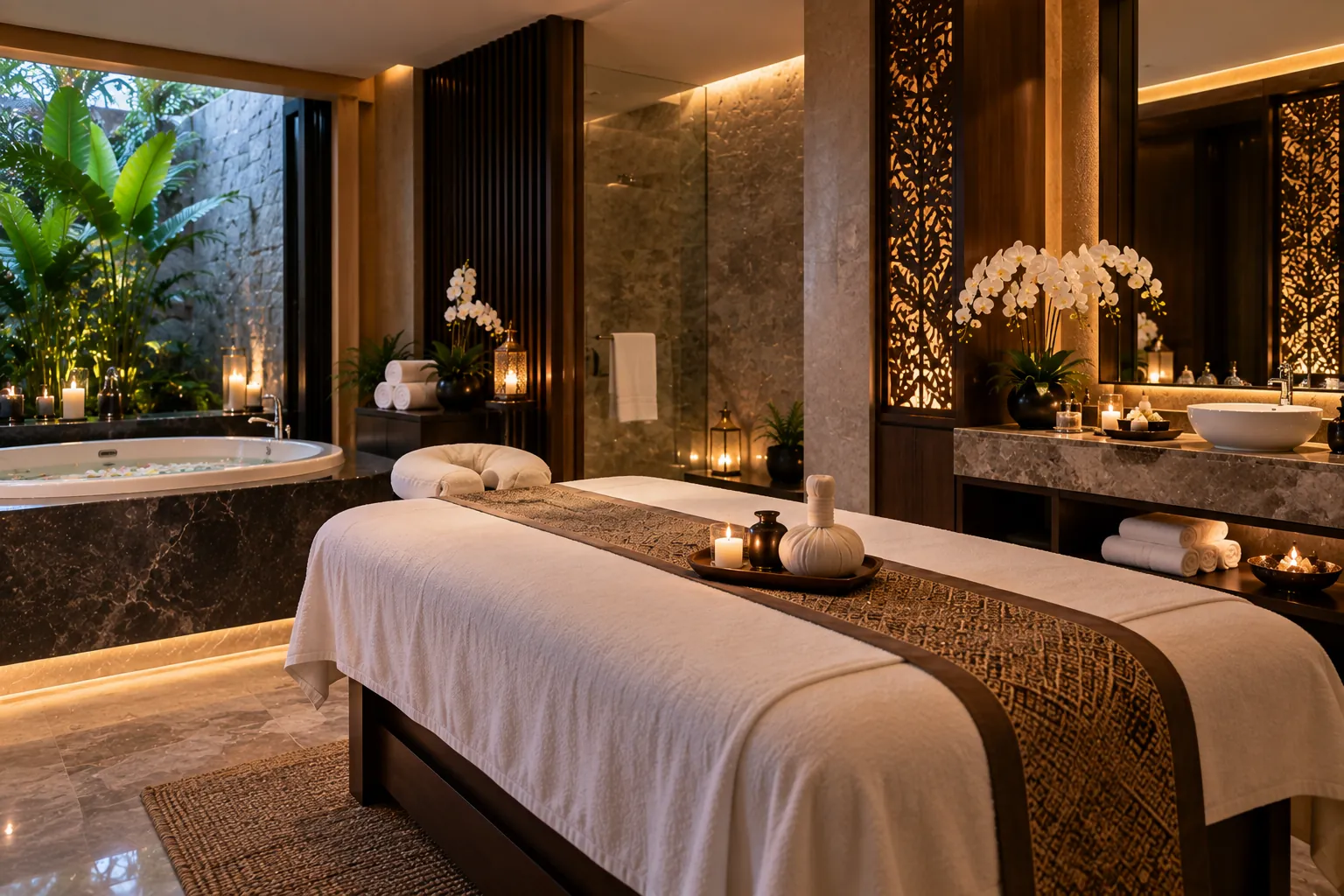 Spa treatment room with jacuzzi at Prism Spa, Business Bay Dubai